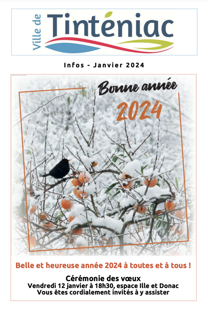 Couverture de la feuille info de janvier 2024