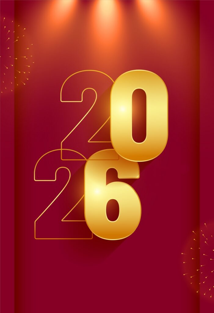 2026 en lettres dorées